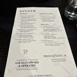 dinner menu