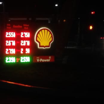 Shell Gas Station - Shell sign at night - Gas Stations Near Me - Santa Rosa, California