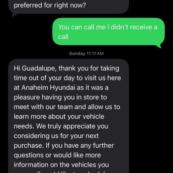 Anaheim Hyundai - Text messages between me and sales person - Car Dealers Near Me - Anaheim, California Anaheim Hyundai - Text messages between me and sales person - Car Dealers Near Me - Anaheim, California