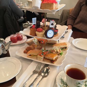 Neverland Tea Salon - Mad Hatter's High Tea (vegan in front, regular in back) - Coffee & Tea Near Me - Vancouver, British Columbia