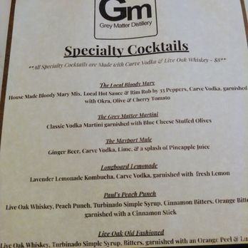 Grey Matter Distillery - Cocktail menu - Distilleries Near Me - Atlantic Beach, Florida Grey Matter Distillery - Cocktail menu - Distilleries Near Me - Atlantic Beach, Florida