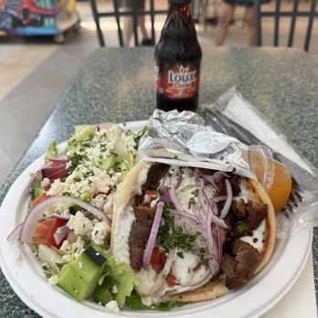 Gyro Stop - Lamb/beef Gyro, a salad, and their Greek soda. - Greek Near Me - Palmdale, California Gyro Stop - Lamb/beef Gyro, a salad, and their Greek soda. - Greek Near Me - Palmdale, California