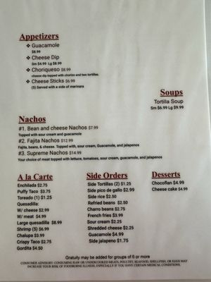 Menu photo 2 La Pasadita Canyon Lake, TX Menu photo 2 La Pasadita Canyon Lake, TX