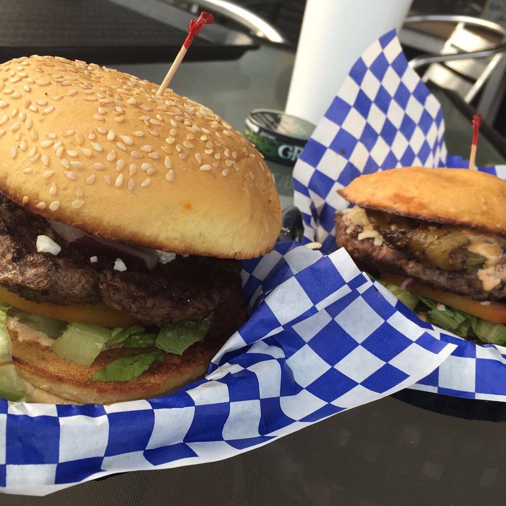 Daddio's Burger - Goat cheese and groovy green chile burger w/diablo or Chipotle sauce... he said it was a good burn on his lips! - Burgers Near Me - Beaumont, Texas Daddio's Burger - Goat cheese and groovy green chile burger w/diablo or Chipotle sauce... he said it was a good burn on his lips! - Burgers Near Me - Beaumont, Texas