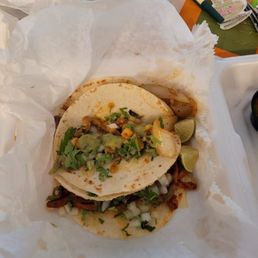 3 tacos and sauces to go! 3 tacos and sauces to go!