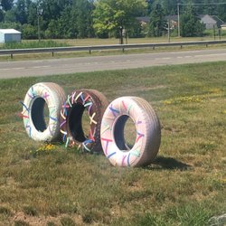 Dunkin' - Tires painted like donuts So cute!!