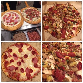 Pieology Pizzeria Southbay Pavillion Mall - Left: pepperoni, ham. Right: pineapple, mushroom, sausage, beef, garlic, onions, roasted red peppers, basil, pepperoni - Pizza Near Me - Carson, California Pieology Pizzeria Southbay Pavillion Mall - Left: pepperoni, ham. Right: pineapple, mushroom, sausage, beef, garlic, onions, roasted red peppers, basil, pepperoni - Pizza Near Me - Carson, California
