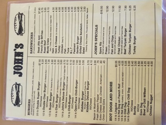 Menu photo 8 John's Char Burger Livermore, CA