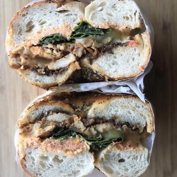 St James Bagels - two halves of a sandwich - Delis Near Me - Saint James, New York