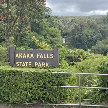 Akaka Falls State Park - View of the waterfall from the parking lot at Akaka Falls State Park - Parks Near Me - Honomu, Hawaii Akaka Falls State Park - View of the waterfall from the parking lot at Akaka Falls State Park - Parks Near Me - Honomu, Hawaii