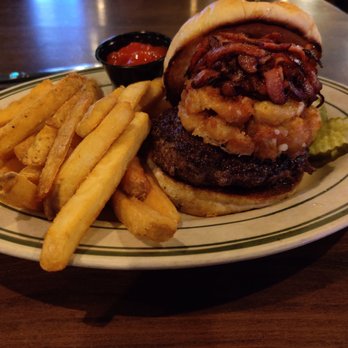 Lucky's 13 Pub - Burger with ham and cheese curds. Pretty good. - Gastropubs Near Me - Fargo, North Dakota