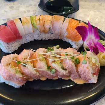 Sushi Times - Rainbow Roll and pink Lady roll - Sushi Bars Near Me - Riverside, California Sushi Times - Rainbow Roll and pink Lady roll - Sushi Bars Near Me - Riverside, California