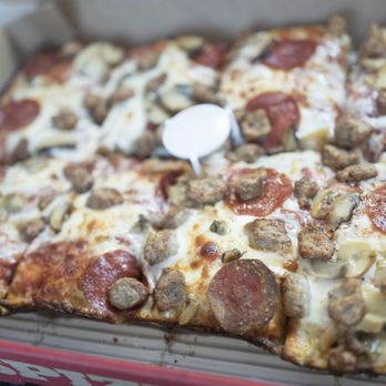 Jet's Pizza - 8 piece with mushroom, sausage, and pepperoni. - Pizza Near Me - Austin, Texas Jet's Pizza - 8 piece with mushroom, sausage, and pepperoni. - Pizza Near Me - Austin, Texas