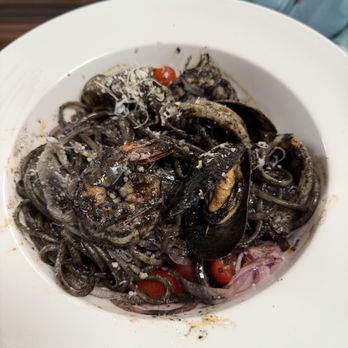 Fattoria E Mare - Spaghetti Chitara Al Nero (Squid ink pasta) - Italian Near Me - Half Moon Bay, California