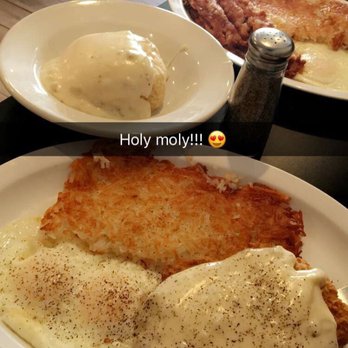 Frank's Downtown Cafe - 1 order of chicken fried steak with choice of eggs, potatoes and biscuit with gravy...mouth watering good - Cafes Near Me - Manteca, California