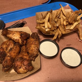 Post Oak Barbecue - Dry rub wings and hand cut fries. - Smokehouse Near Me - Denver, Colorado Post Oak Barbecue - Dry rub wings and hand cut fries. - Smokehouse Near Me - Denver, Colorado