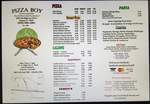 Menu photo 1 Pizza Boy Kilgore, TX