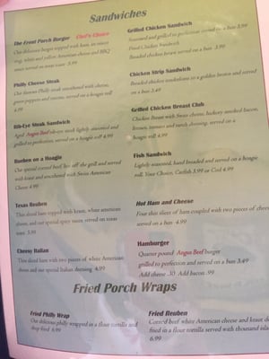 Menu photo 1 The Front Porch Marion, KY Menu photo 1 The Front Porch Marion, KY
