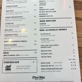 Pho Bac - Drink menu - Noodles Near Me - Seattle, Washington Pho Bac - Drink menu - Noodles Near Me - Seattle, Washington