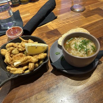 The Oyster Bar - Fried calamari and cup of Chicken and Andouille Sausage Gumbo - Seafood Near Me - Little Rock, Arkansas The Oyster Bar - Fried calamari and cup of Chicken and Andouille Sausage Gumbo - Seafood Near Me - Little Rock, Arkansas