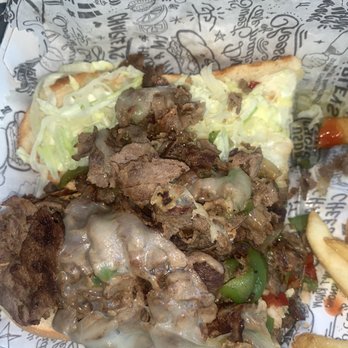 Charleys Cheesesteaks - Philly cheesesteak with lettuce, tomato, mayo, pickles, grilled onions, peppers, mushrooms, and provolone - Cheesesteaks Near Me - Frisco, Texas Charleys Cheesesteaks - Philly cheesesteak with lettuce, tomato, mayo, pickles, grilled onions, peppers, mushrooms, and provolone - Cheesesteaks Near Me - Frisco, Texas