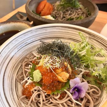 Somenya - Soba restaurant - Uni and ikura bottom right. Tofu soba to. - Japanese Near Me - Boston, Massachusetts