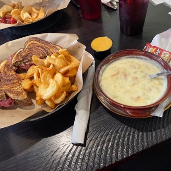 O’Malley’s Irish Grill - Reuben sandwich with fries and Loaded Potato Soup - Irish Near Me - Conway, Arkansas O’Malley’s Irish Grill - Reuben sandwich with fries and Loaded Potato Soup - Irish Near Me - Conway, Arkansas