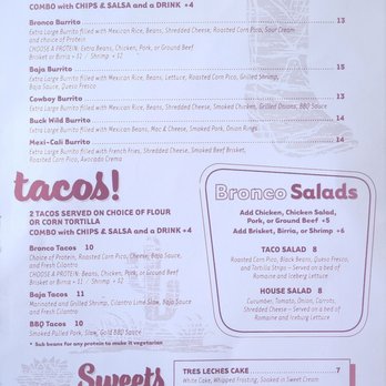 Bronco's - Menu - Barbeque Near Me - Hiawassee, Georgia