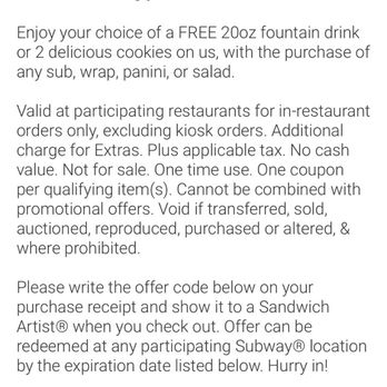 Subway - Free treats, or a soda for doing a review - Sandwiches Near Me - Green Bay, Wisconsin Subway - Free treats, or a soda for doing a review - Sandwiches Near Me - Green Bay, Wisconsin
