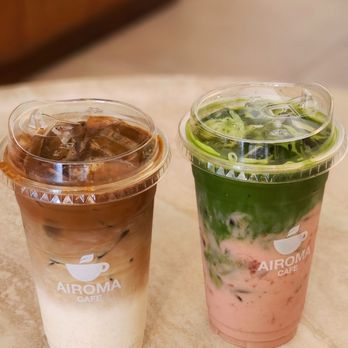 Airoma Cafe - Banana Coffee and Strawberry Matcha - Coffee & Tea Near Me - Garden Grove, California