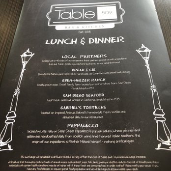 Table 509 Bar & Kitchen - Menu - American Near Me - San Diego, California Table 509 Bar & Kitchen - Menu - American Near Me - San Diego, California
