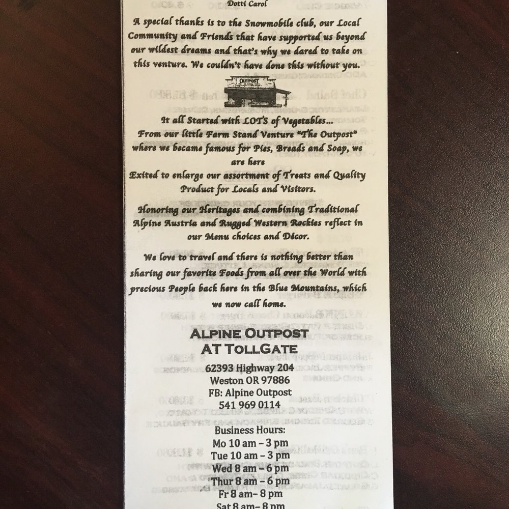 Alpine Outpost - Bakeries Near Me - Weston, Oregon