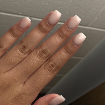 Kelly's Nails - Full set, nude powder and clear gel. $50. - Nail Salons Near Me - North Chicago, Illinois
