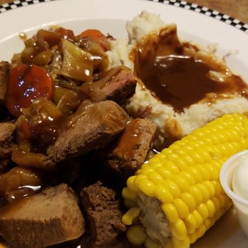 Black Bear Diner Redding - Pot Roast with Corn and Mashed Potatoes - Diners Near Me - Redding, California