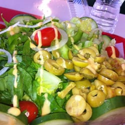 U S Fried Chicken - Garden salad at a fried chicken place; it is all about self control!;-) I have all of that.;-P
