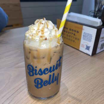 Biscuit Belly - Seaboard Station - Praline Mocha iced coffee - Breakfast & Brunch Near Me - Raleigh, North Carolina