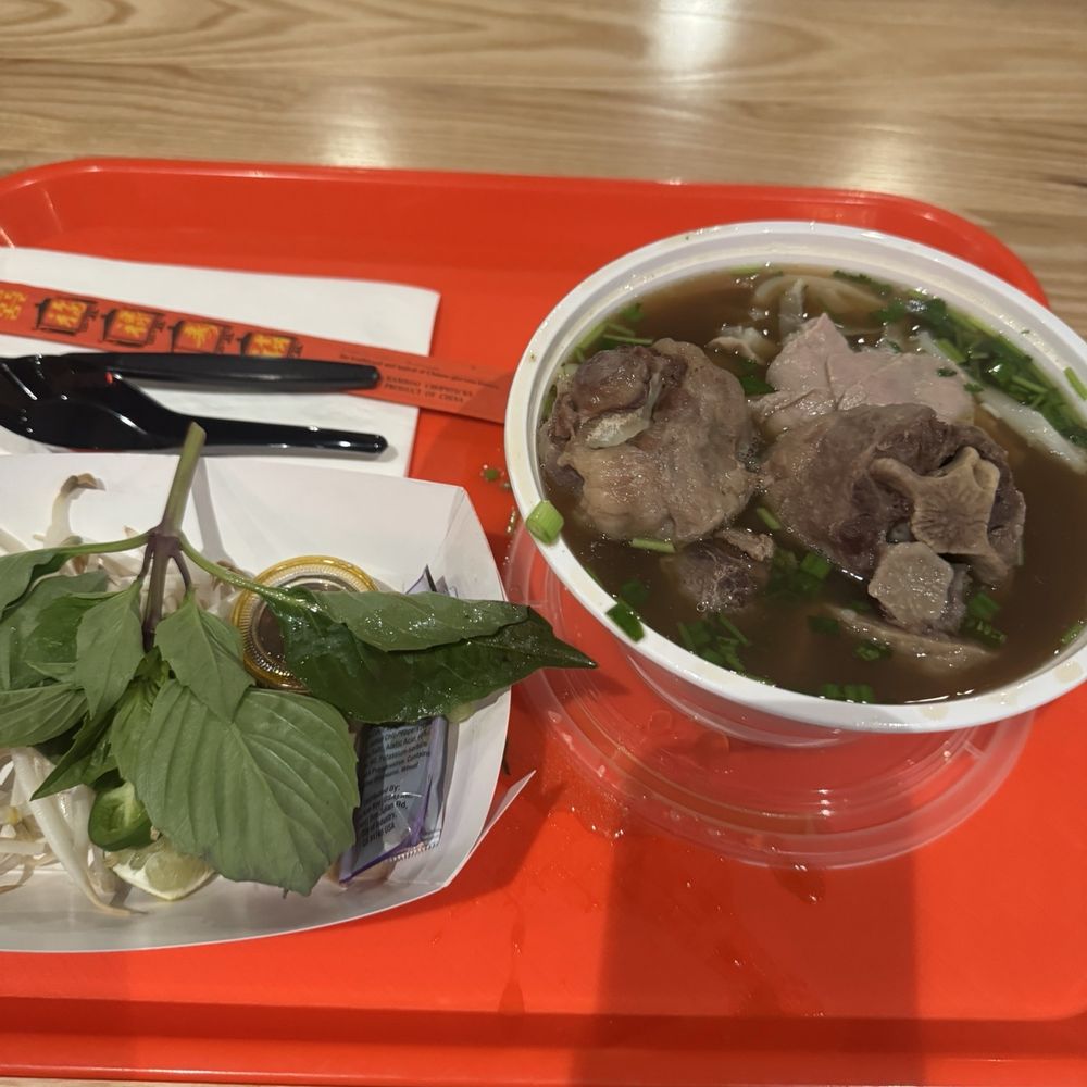 Oxtail Pho with accompaniment. Oxtail Pho with accompaniment.
