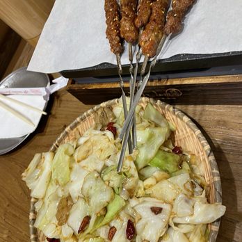 Miss Qu Barbecue & Restaurant - Mild cabbage with pork and lamb skewers- flavorful and yummy and good portion - Chinese Near Me - Markham, Ontario
