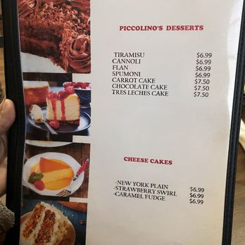 Piccolino Restaurant - Menu as Nov 2025 - Italian Near Me - Artesia, New Mexico