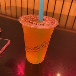 White peach with lychee boba.