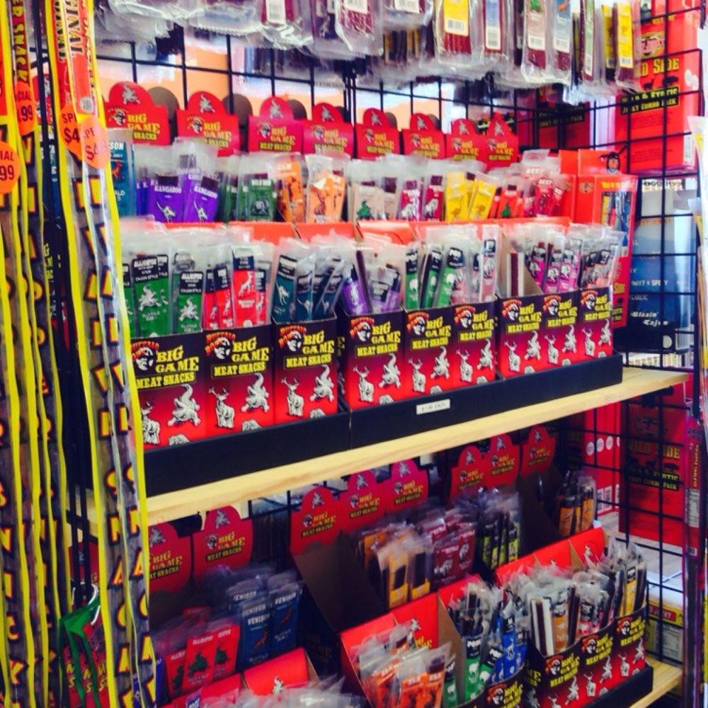 Beef Jerky Experience - One of the free-standing jerky shelves - Specialty Food Near Me - Wisconsin Dells, Wisconsin Beef Jerky Experience - One of the free-standing jerky shelves - Specialty Food Near Me - Wisconsin Dells, Wisconsin