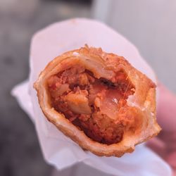 Canadian National Exhibition - Rick's Good Eats - cross-section of my foot-long butter chicken taquito