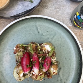 Mad & Kaffe - Vegetarian smorrebrod with radish, potatoes and herbs. - Breakfast & Brunch Near Me - Copenhagen, 84