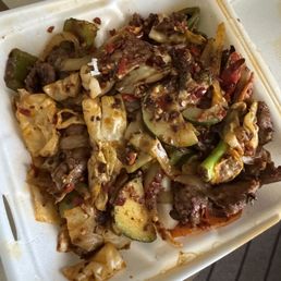 Cumin Lamb. Looks better than it tastes, beware!