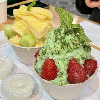 Oakobing - Single Green Tea Shaved Ice and Single Mango Melon Shaved Ice - Shaved Ice Near Me - Los Angeles, California