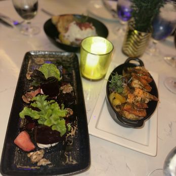 The Drake - Beet salad. Tiger prawns. Burrata. - Bars Near Me - Laguna Beach, California The Drake - Beet salad. Tiger prawns. Burrata. - Bars Near Me - Laguna Beach, California