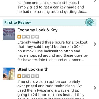 Economy Lock & Key - This 1 star review from Ben M is fake you can look he post on 3 different locksmith company at the some time! Please report on him to yelp - Keys & Locksmiths Near Me Economy Lock & Key - This 1 star review from Ben M is fake you can look he post on 3 different locksmith company at the some time! Please report on him to yelp - Keys & Locksmiths Near Me