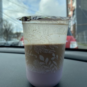 Coffeeholic House - Ube latte with oat milk and no ice - Coffee & Tea Near Me - Seattle, Washington Coffeeholic House - Ube latte with oat milk and no ice - Coffee & Tea Near Me - Seattle, Washington