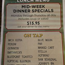 Johnny McGorey's - Tap beer menu