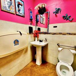 Alejandro's Mexican Restaurant - Ladies Bathroom is super clean & adorable in PINK! "La vie in Rose" OuiOui.